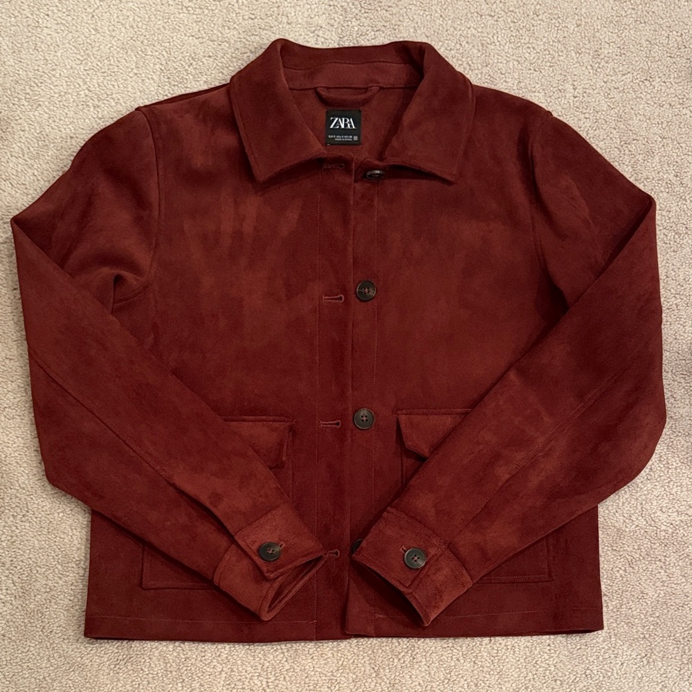 Zara Women's Rich burgundy color suede Jacket